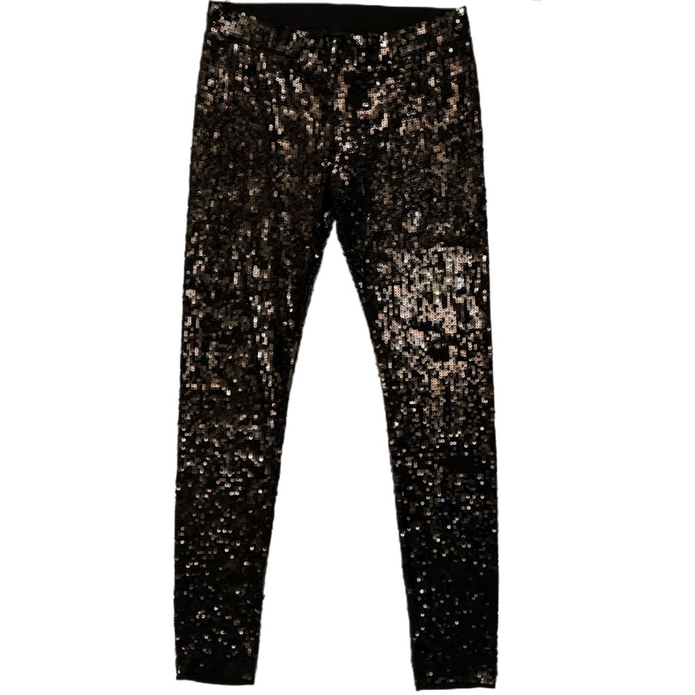Sequin Black Stretch Leggings - Women's Sparkle Pants